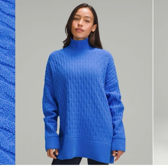 Lululemon Cable-Knit Relaxed-Fit Sweater Pullover Pipe Dream Blue Size M - Picture 1 of 14